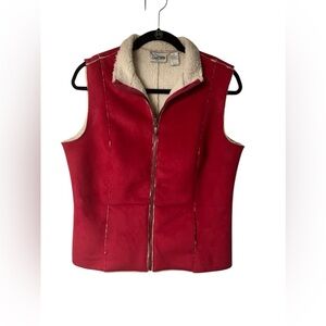 Women’s Chicos Red Sherpa lined vest size 1- medium